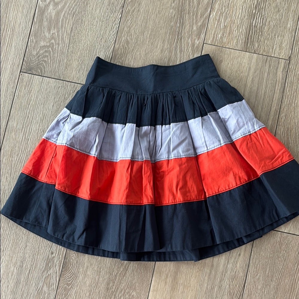 Anthropologie Blue and White Skater Mini Skirt